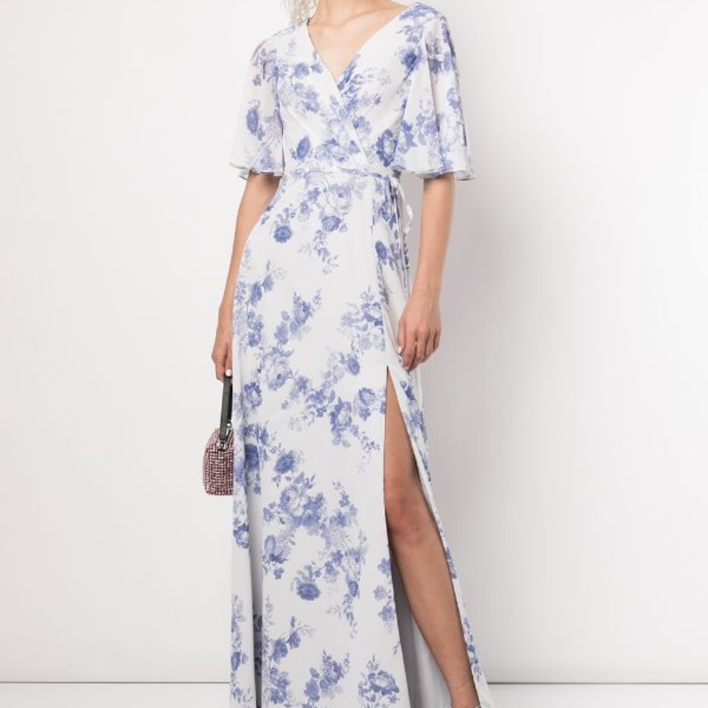 Marchesa Notte Bridesmaids floral-print wrapped maxi dress